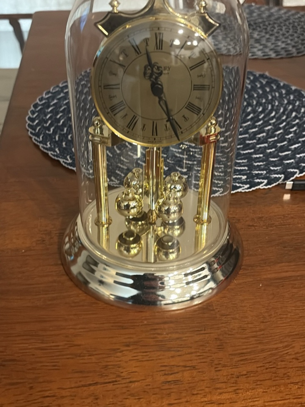 Dendury Glass Dome Quartz Clock Made in Germany Vintage